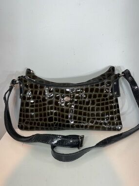 Vintage The Trend Croc Embossed Leather Shoulder Bag Made in Italy